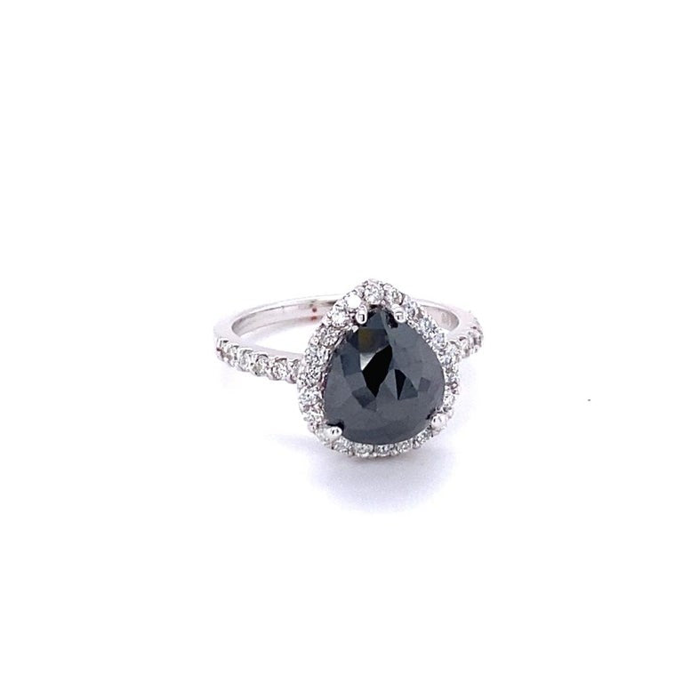 Black Diamond White Diamond 14K White Gold Ring