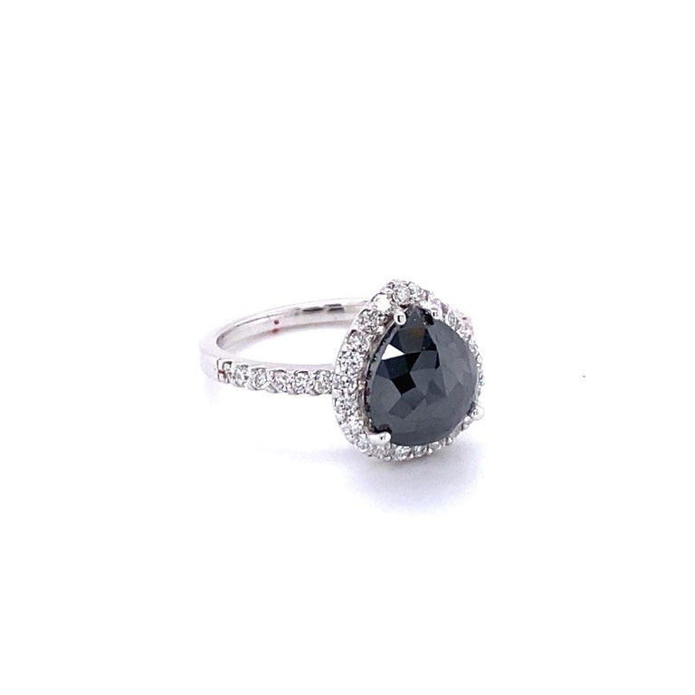 Black Diamond White Diamond 14K White Gold Ring