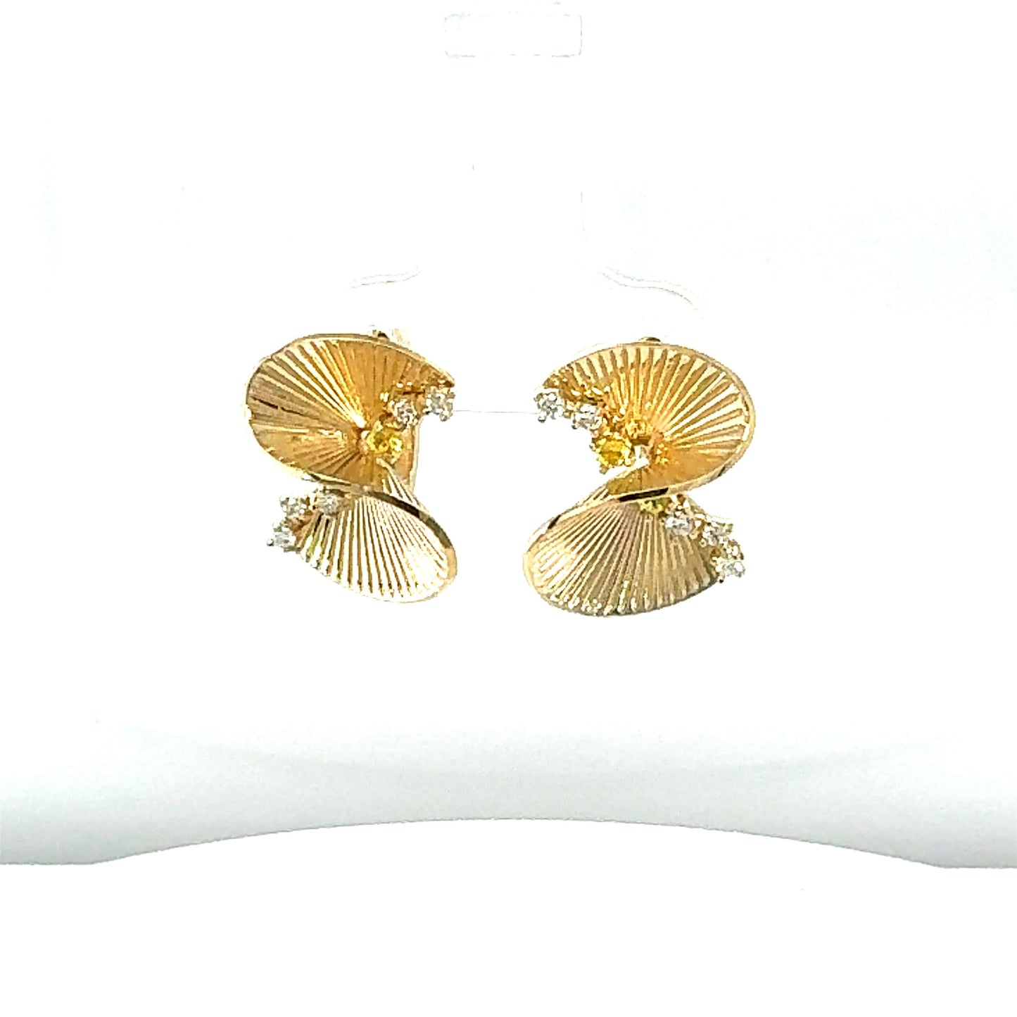 0.34 Carat Diamond Yellow Gold Art Deco Inspired Earrings