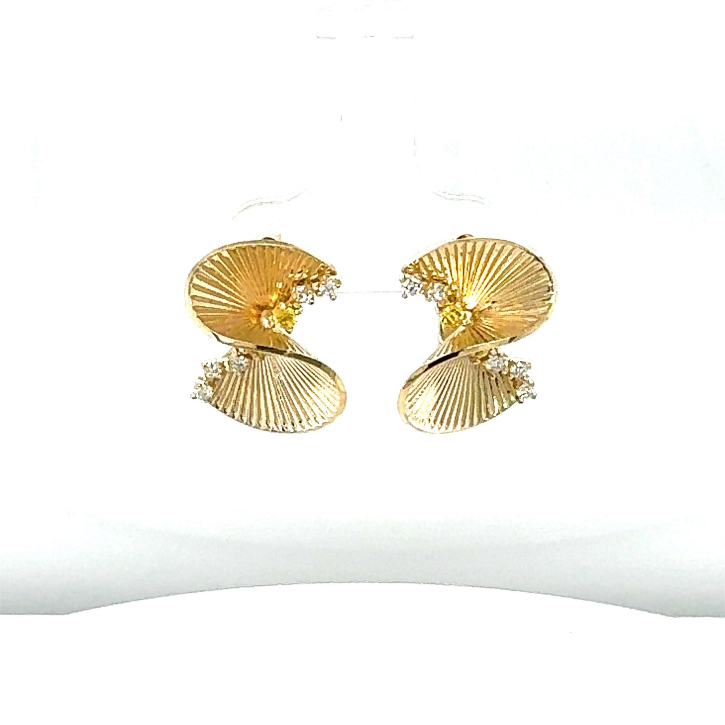 0.34 Carat Diamond Yellow Gold Art Deco Inspired Earrings