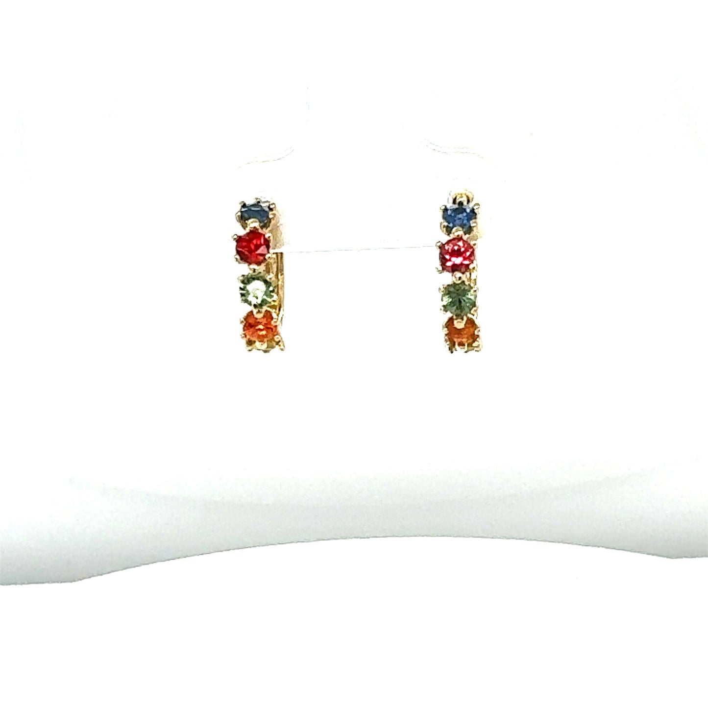 1.13 Carat Multicolor Sapphire Yellow Gold Huggy Earrings