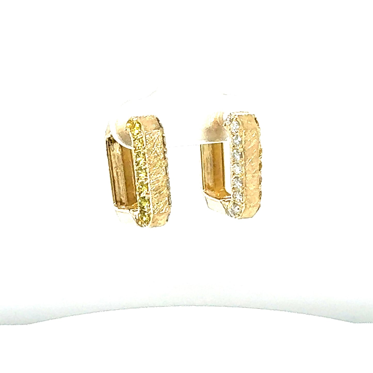 1.16 Carat Diamond Yellow Sapphire Gold Hoop Earrings