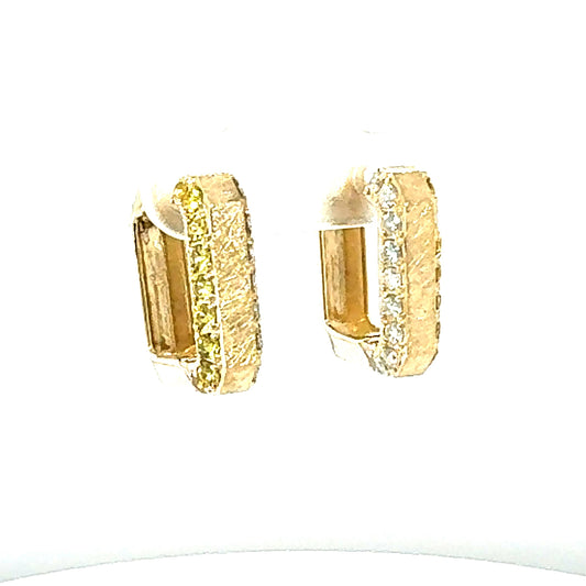 1.16 Carat Diamond Yellow Sapphire Gold Hoop Earrings
