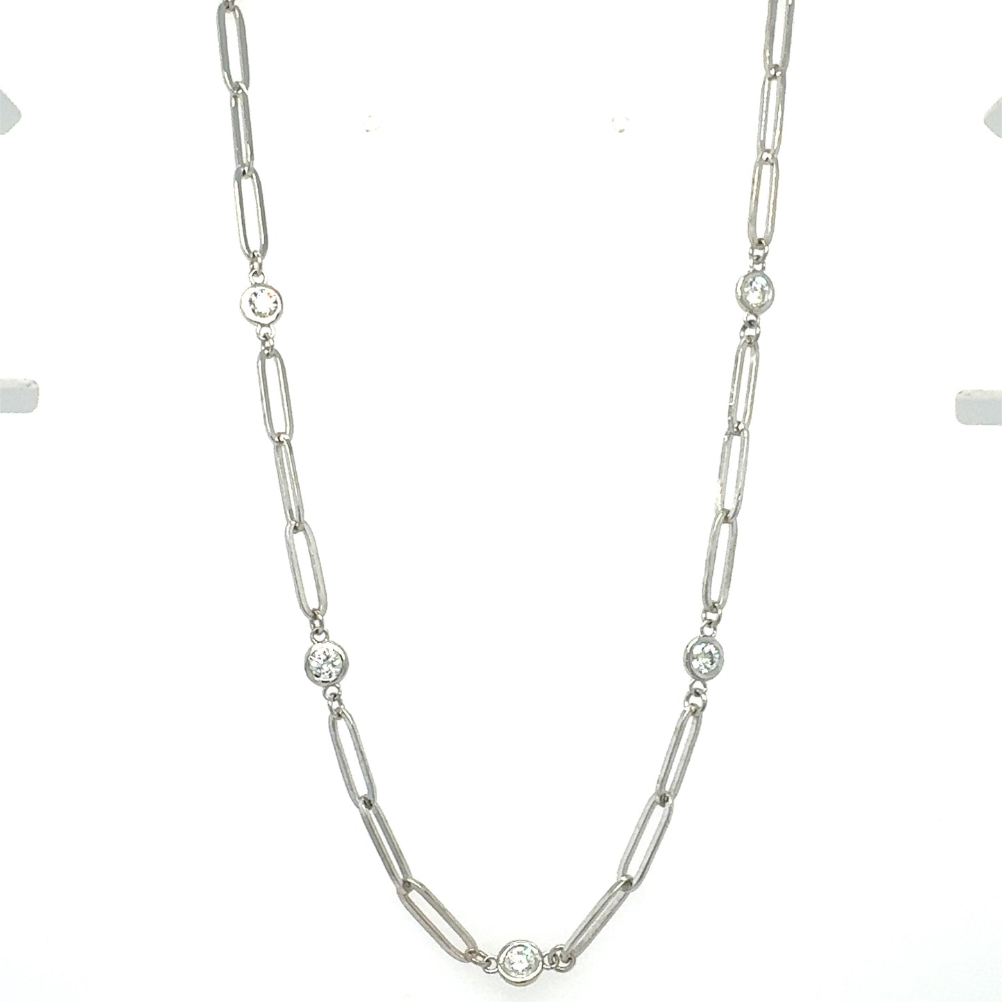 Paperclip 1.32 Carat Diamond Necklace in 14K White Gold