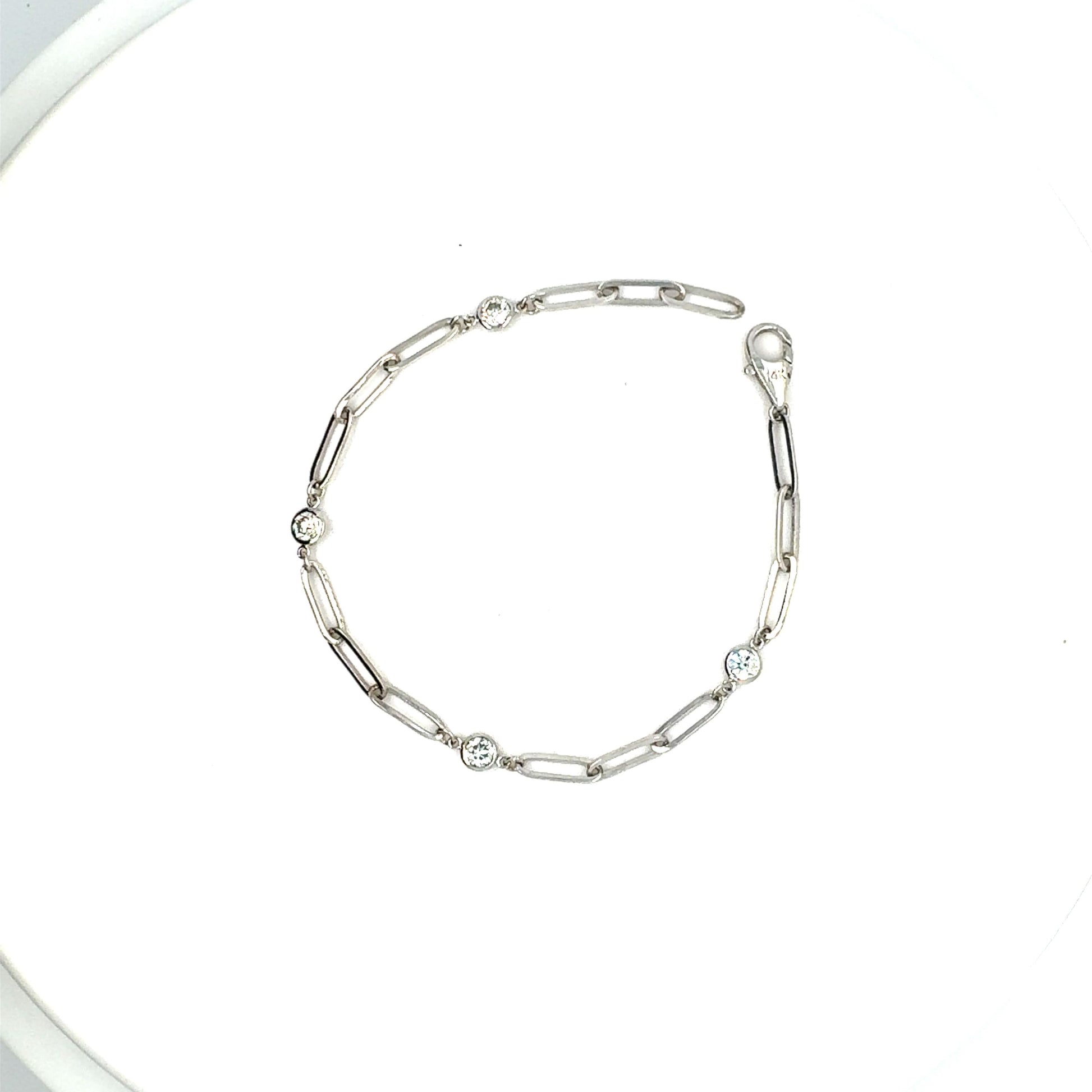 Paperclip 0.62 Carat Diamond Bracelet in 14K White Gold