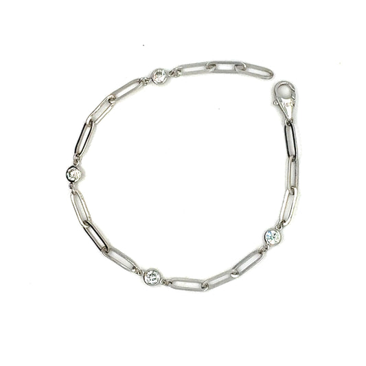 Paperclip 0.62 Carat Diamond Bracelet in 14K White Gold