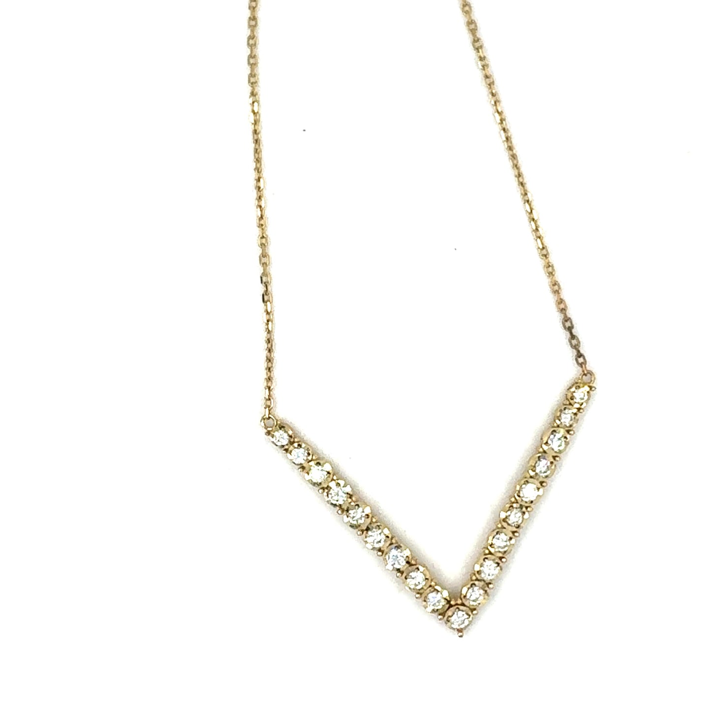 Natural Round Cut Diamond Chain Pendant in 14K Yellow Gold