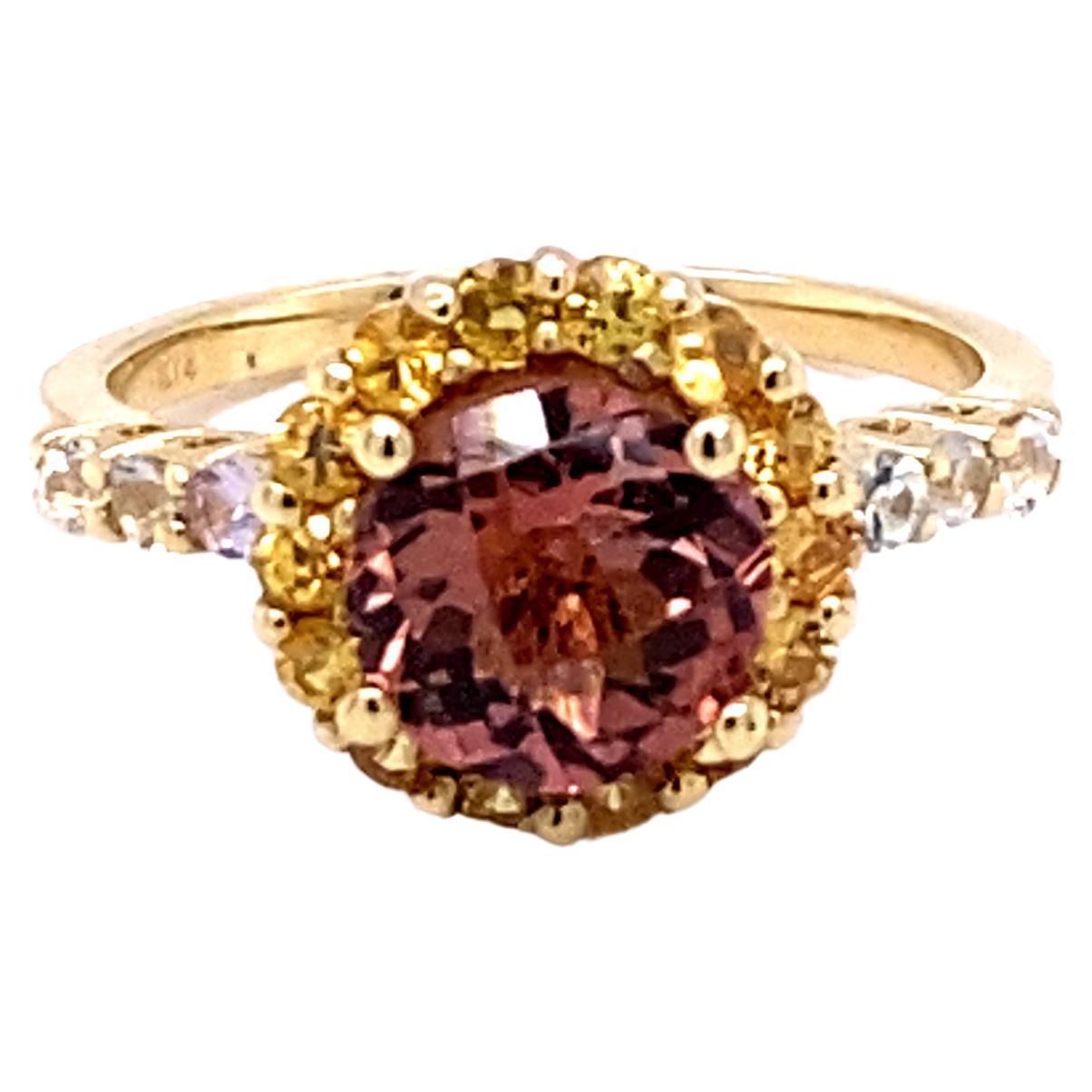 2.37 Carat Tourmaline Sapphire Yellow Gold Cocktail Ring