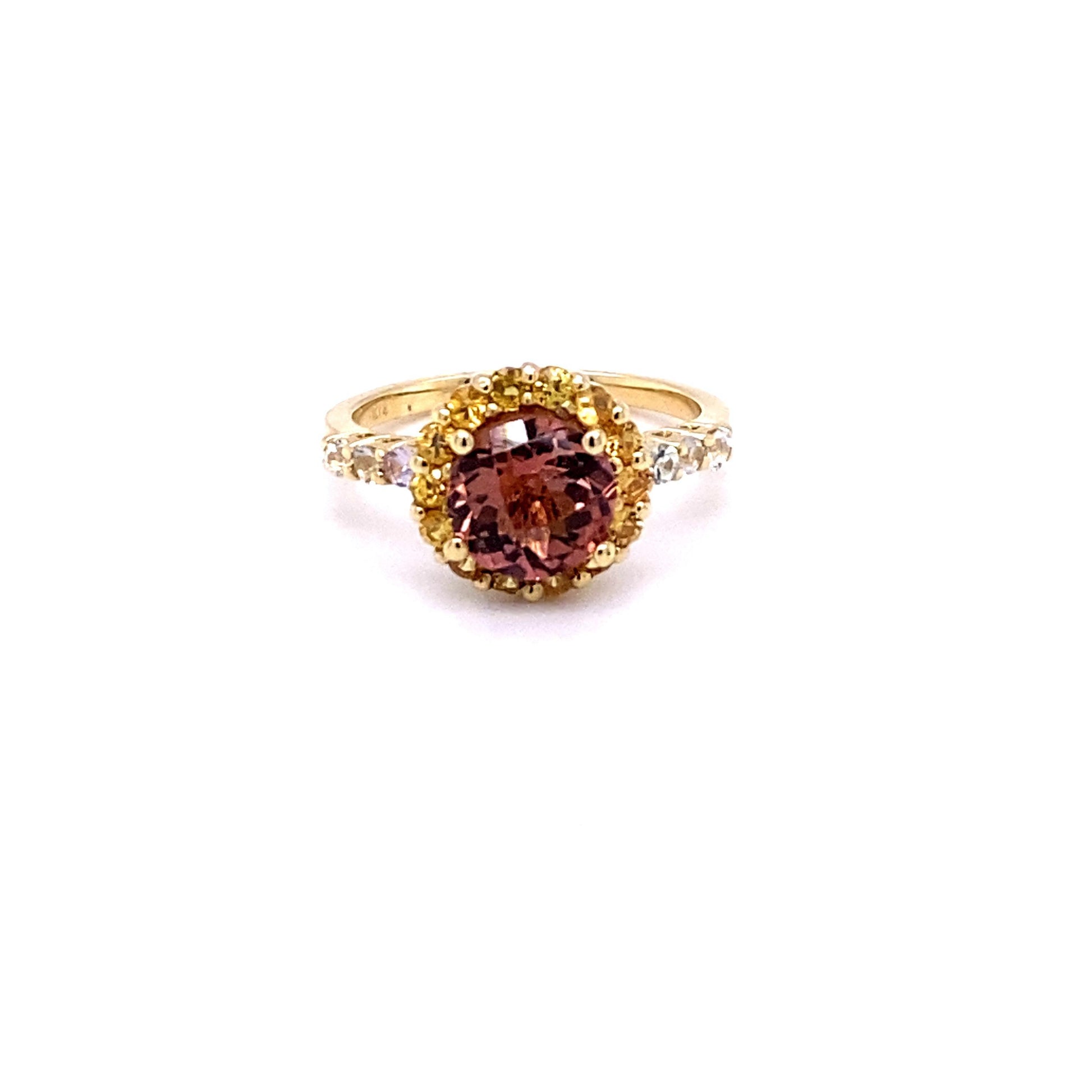 2.37 Carat Tourmaline Sapphire Yellow Gold Cocktail Ring
