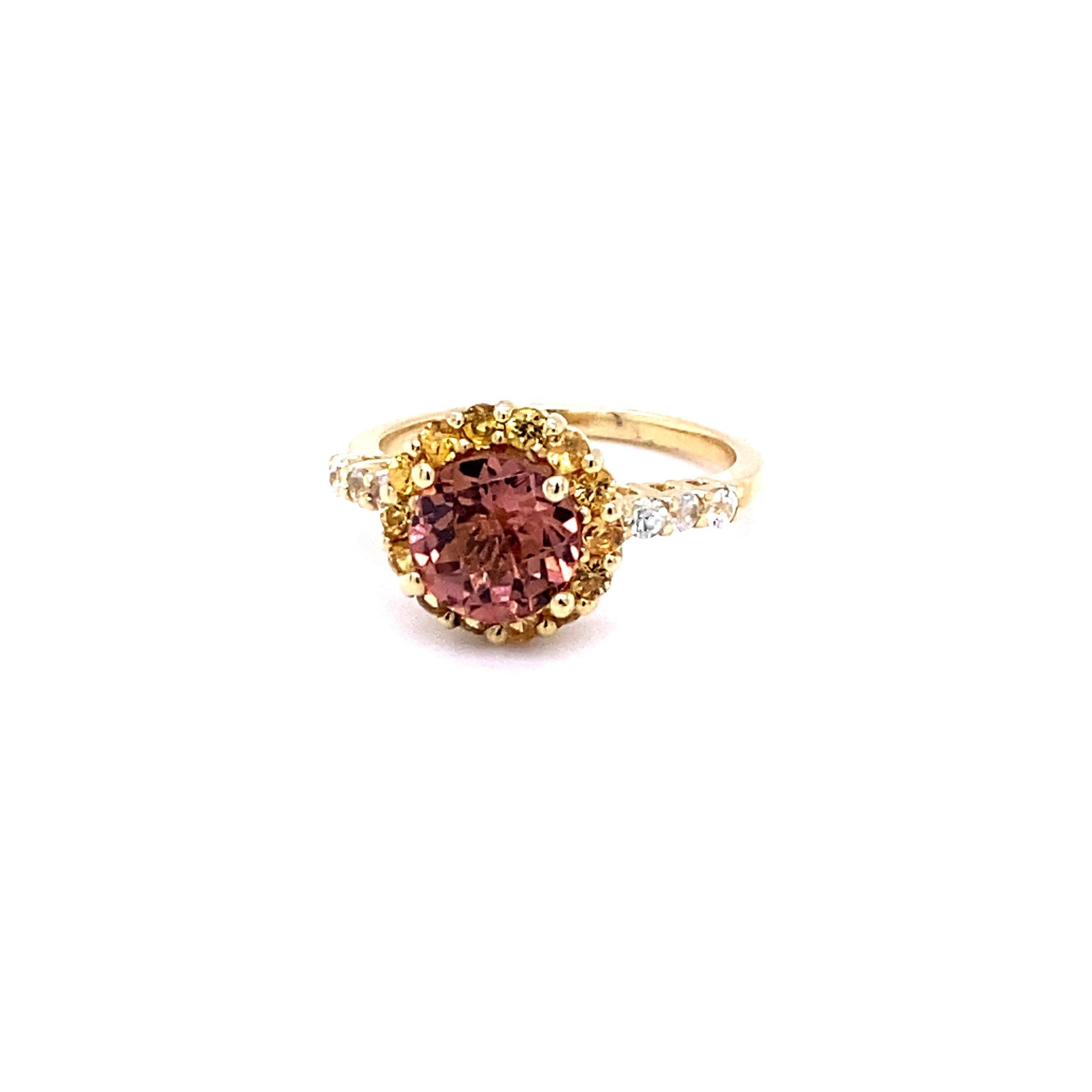 2.37 Carat Tourmaline Sapphire Yellow Gold Cocktail Ring