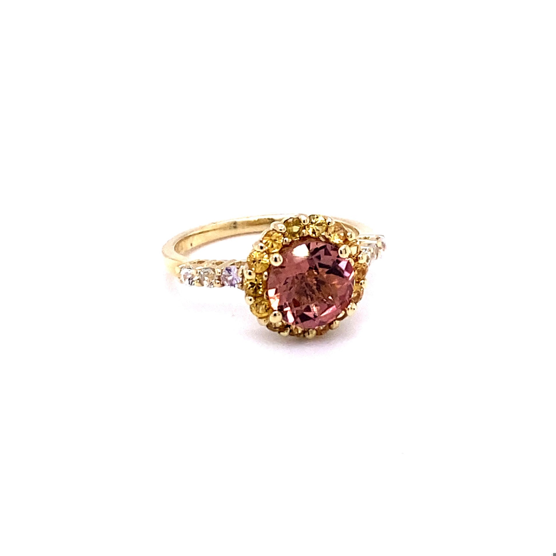 2.37 Carat Tourmaline Sapphire Yellow Gold Cocktail Ring