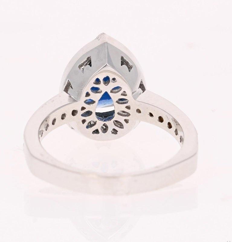 Roshe Jewels Sapphire Ring with Diamonds 18K White Gold Engagement Ring, 2.44 Ct