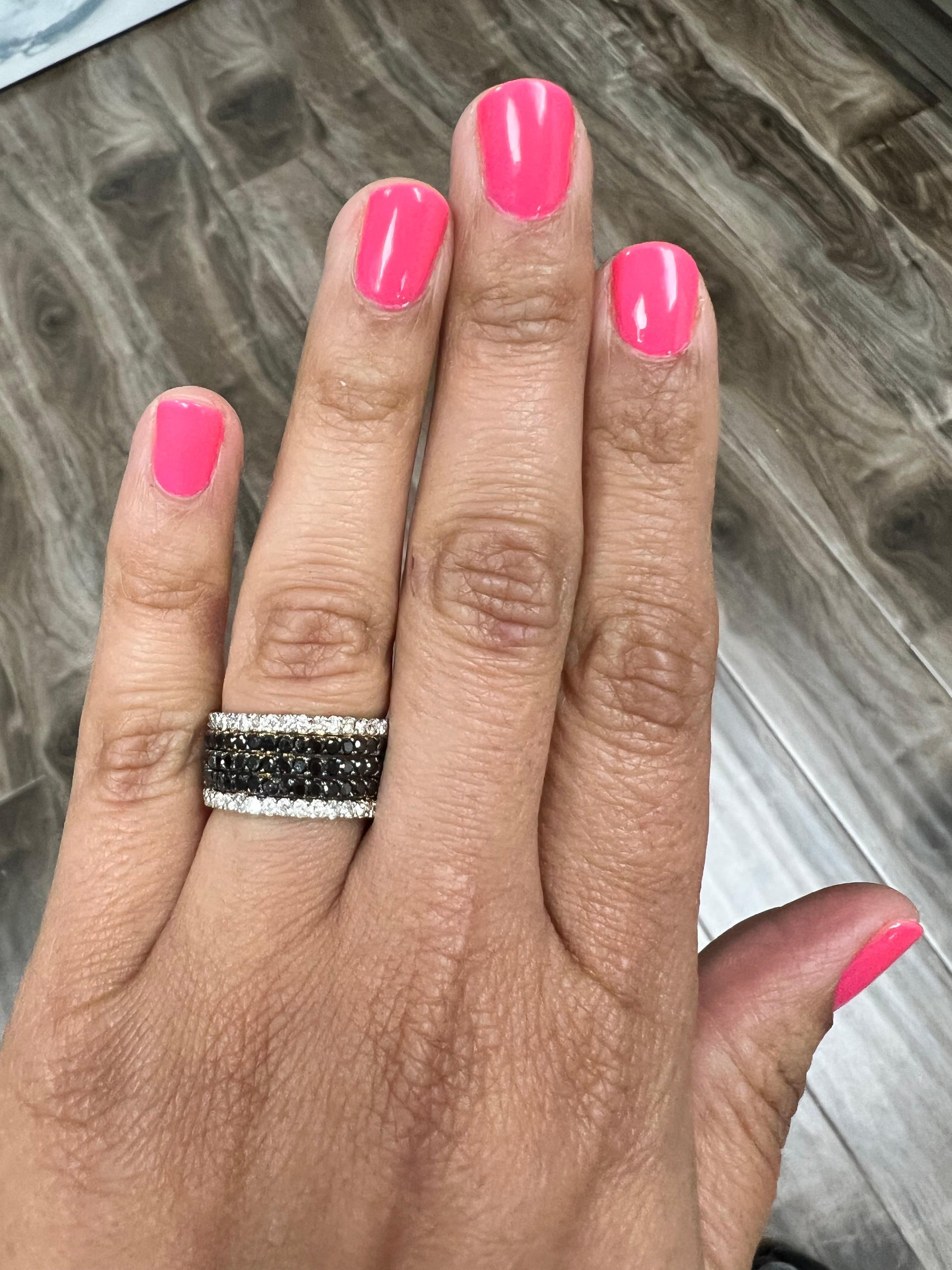 3.00 Carat Black Diamond White Diamond Yellow Gold Band