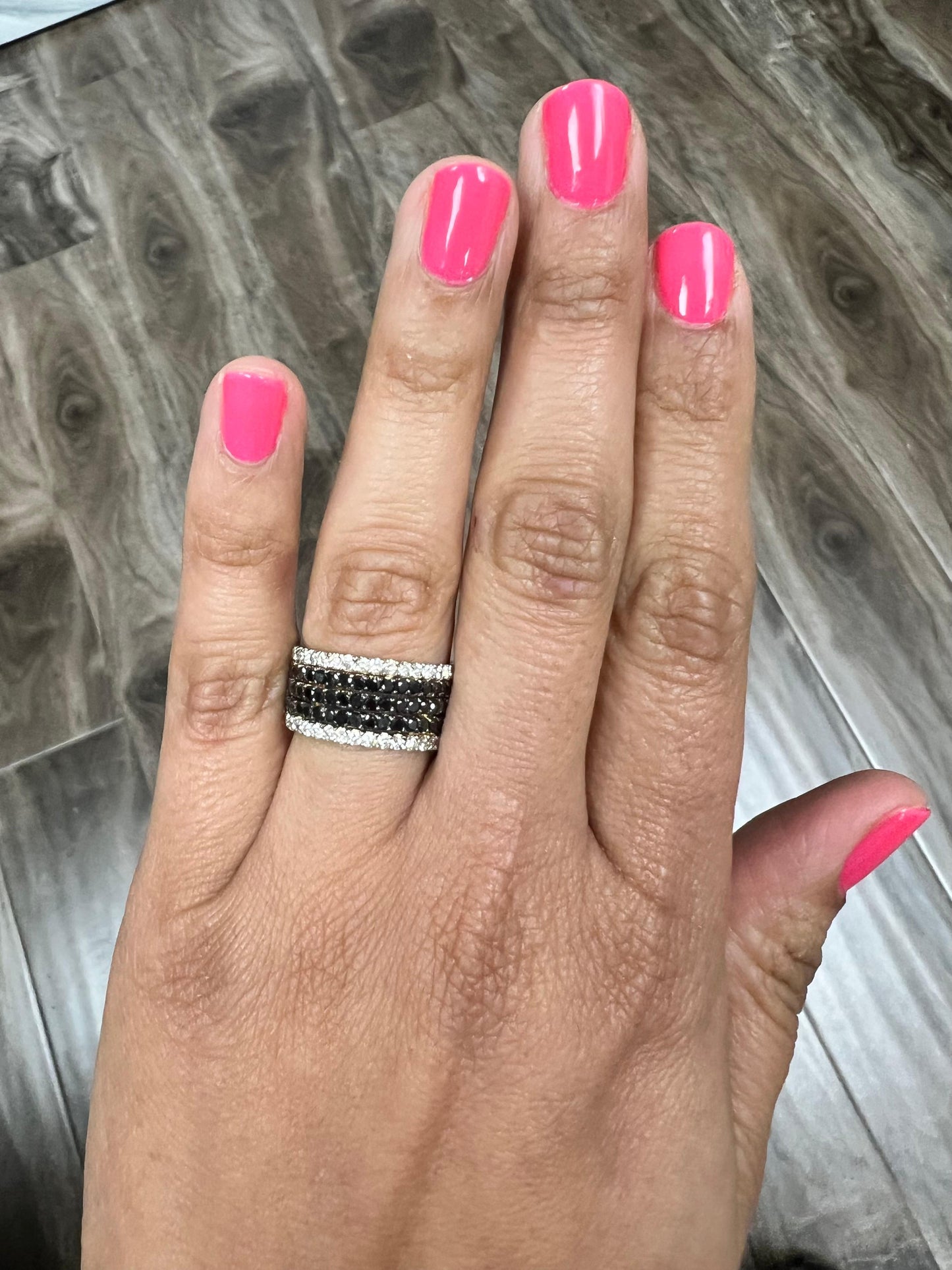 3.00 Carat Black Diamond White Diamond Yellow Gold Band