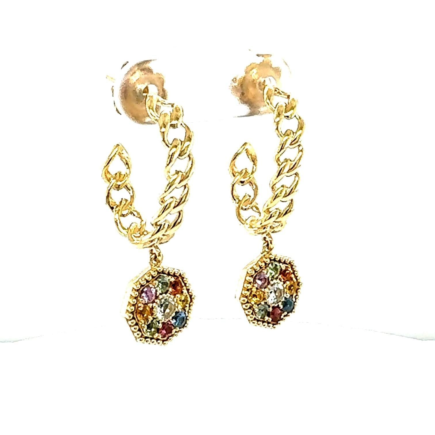 3.42 Carat Sapphire Yellow Gold Drop Earrings