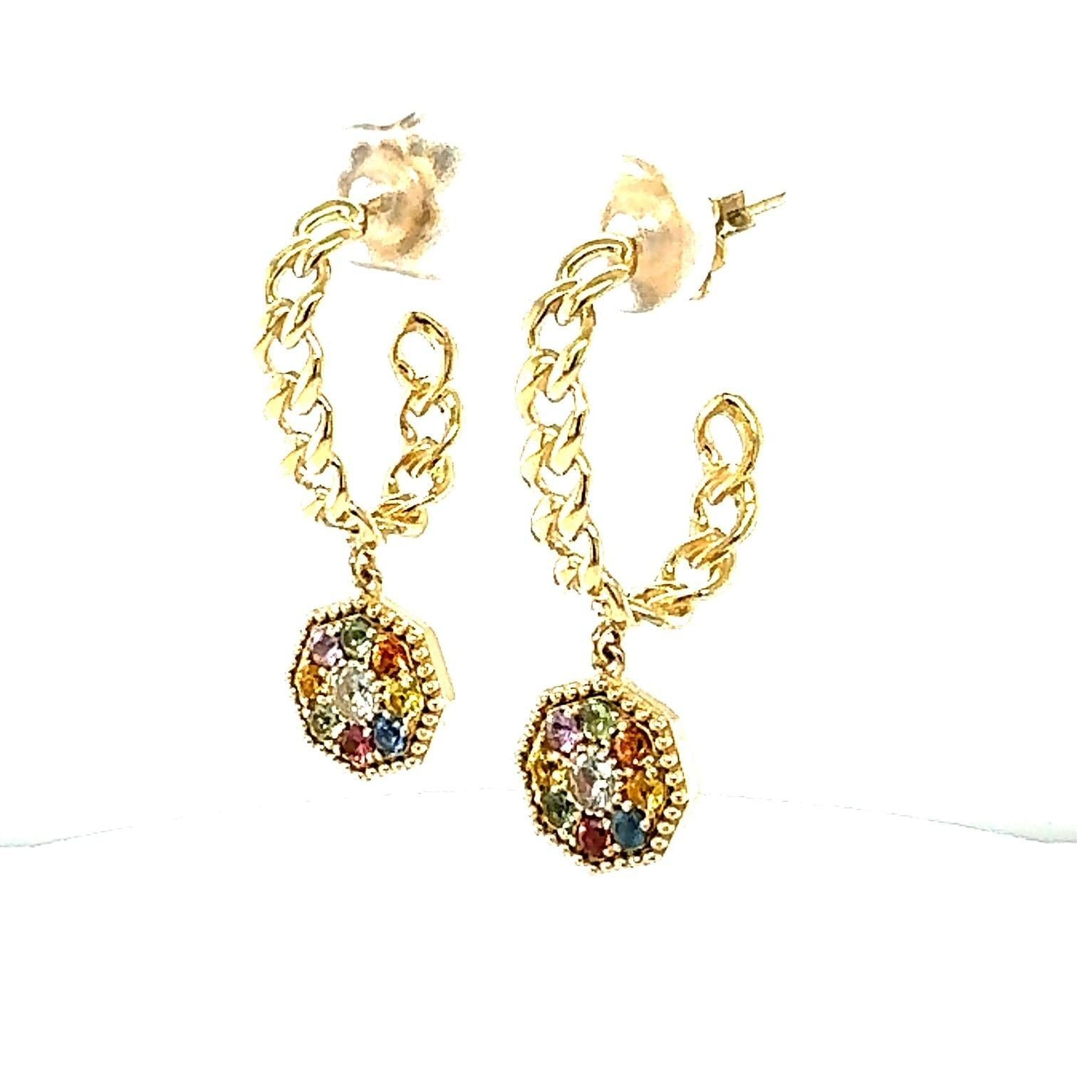 3.42 Carat Sapphire Yellow Gold Drop Earrings