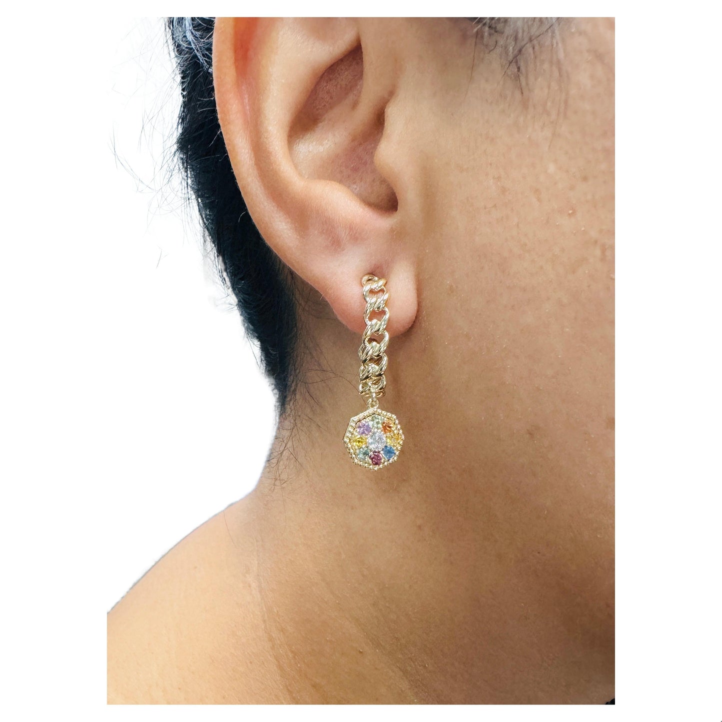 3.42 Carat Sapphire Yellow Gold Drop Earrings