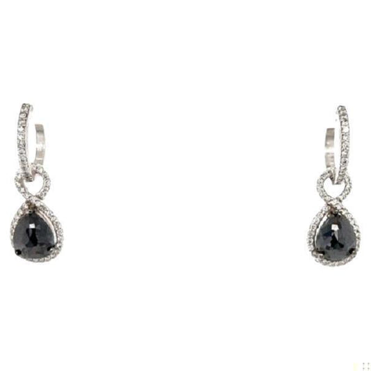 3.53 Carat Black Diamond White Diamond White Gold Dangle Earrings