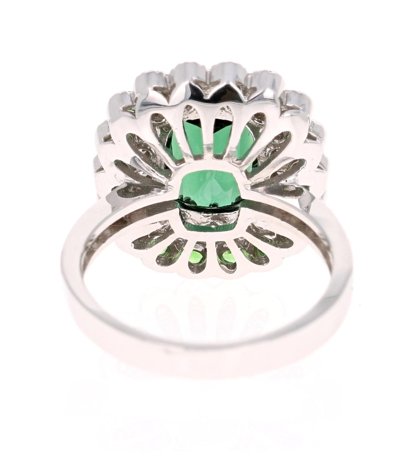 4.06 Carat Natural Tourmaline Diamond 14 Karat White Gold Cocktail Ring