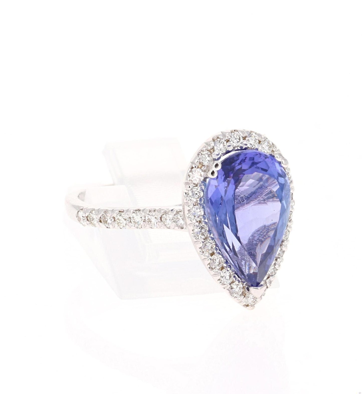 4.36 Carat Tanzanite Diamond 18 Karat White Gold Cocktail Ring