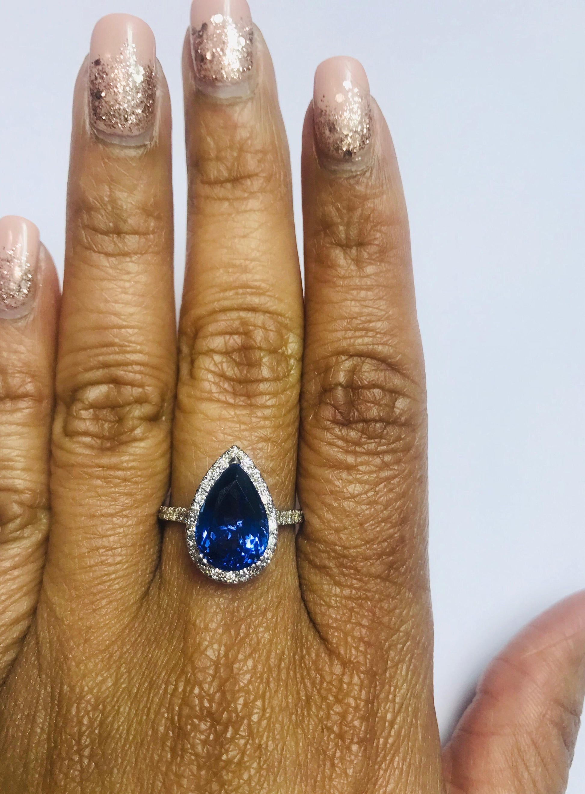 4.36 Carat Tanzanite Diamond 18 Karat White Gold Cocktail Ring