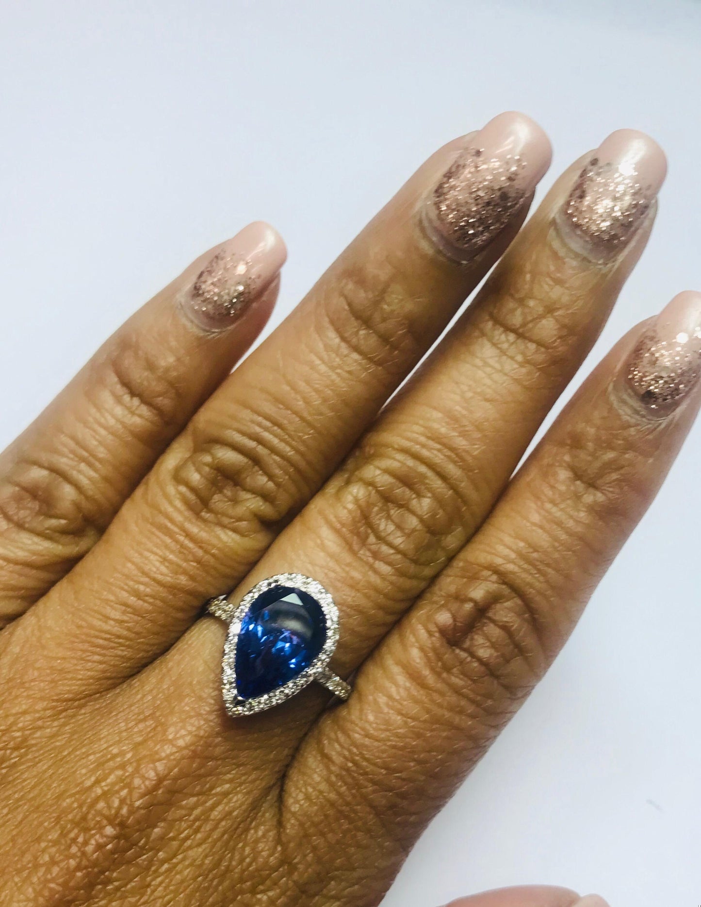 4.36 Carat Tanzanite Diamond 18 Karat White Gold Cocktail Ring