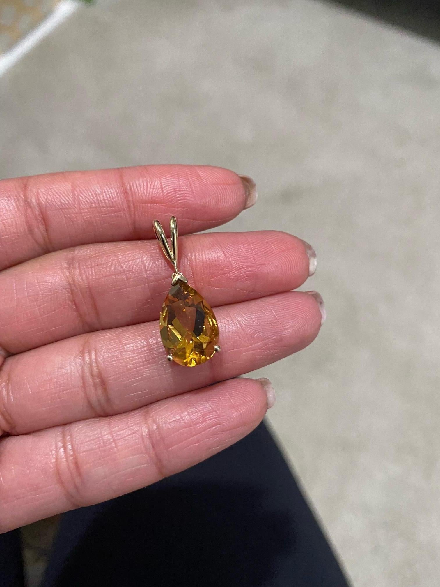 4.78 Carat Citrine Yellow Gold Pendant