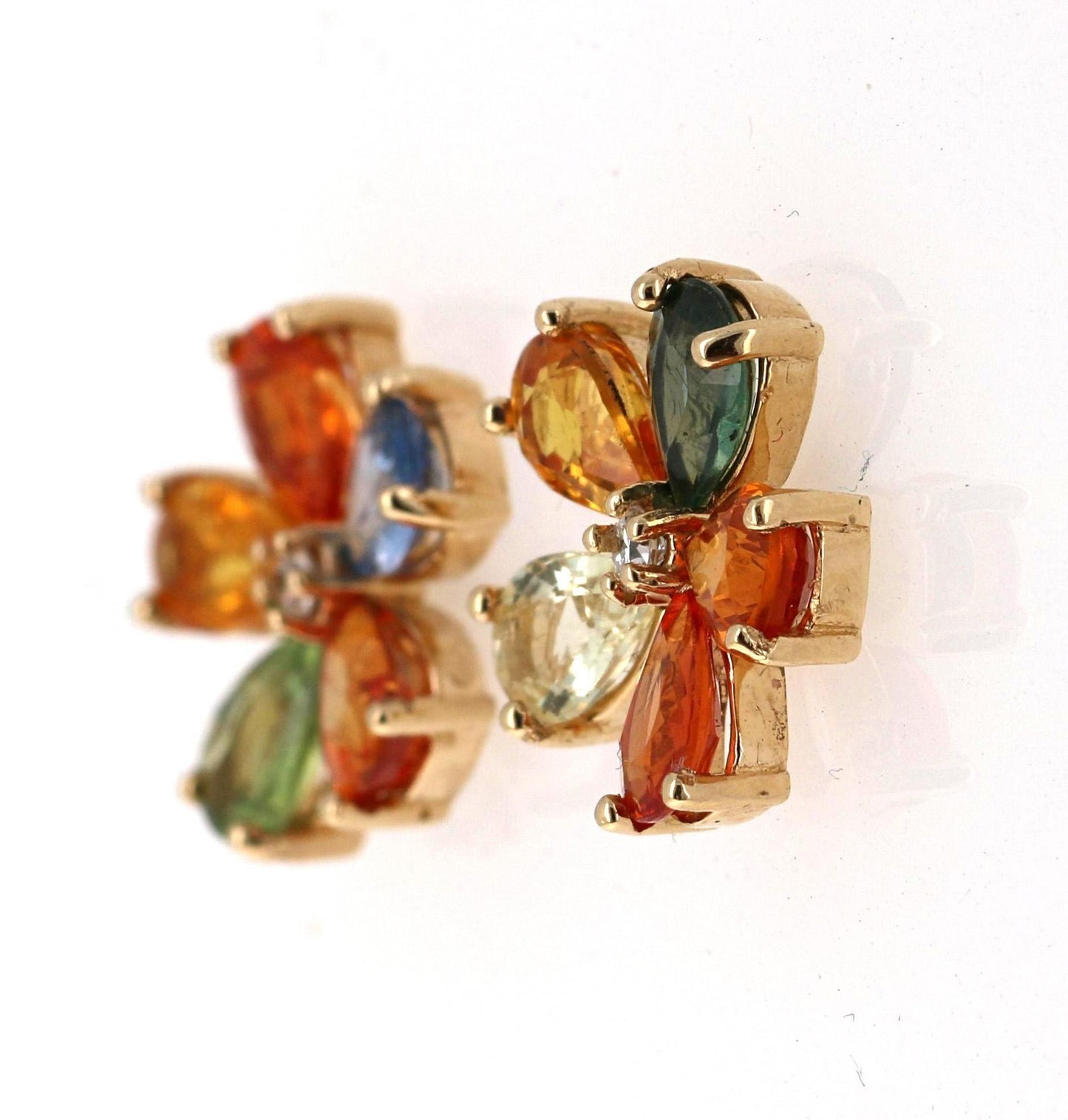 Roshe Jewels Sapphire Studs, 4.88 Carats Natural Sapphire Earrings 14K Gold