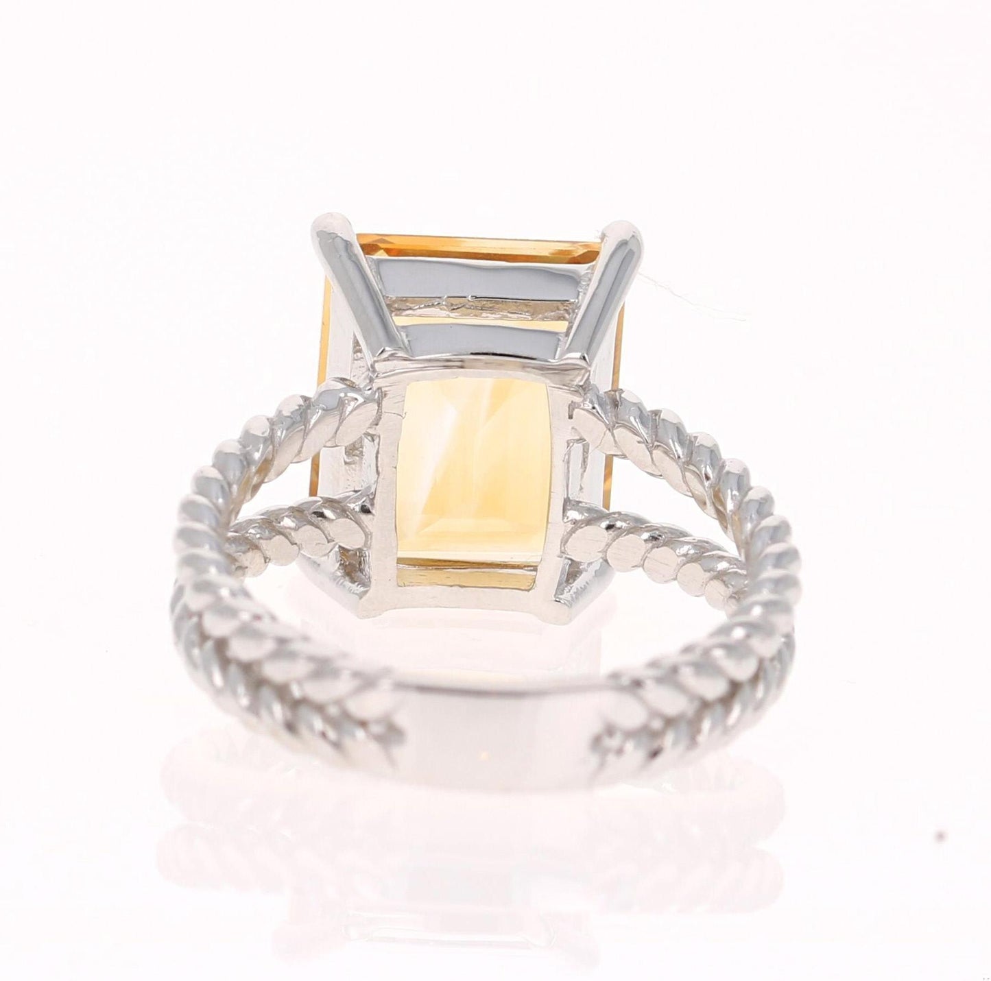 5.18 Carat Emerald Cut Citrine Quartz White Gold Cocktail Ring
