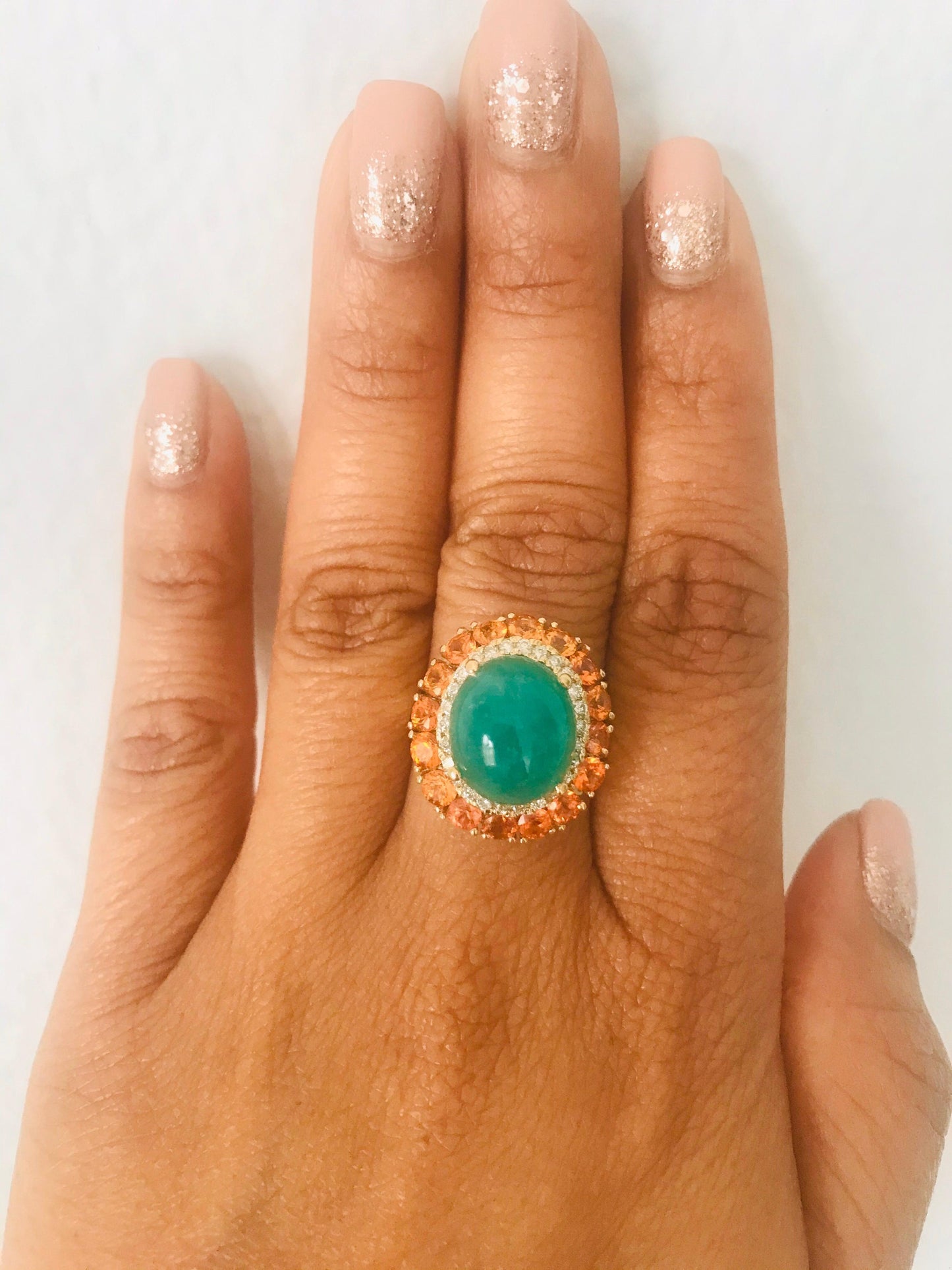 Emerald Sapphire Diamond Yellow Gold Cocktail Ring