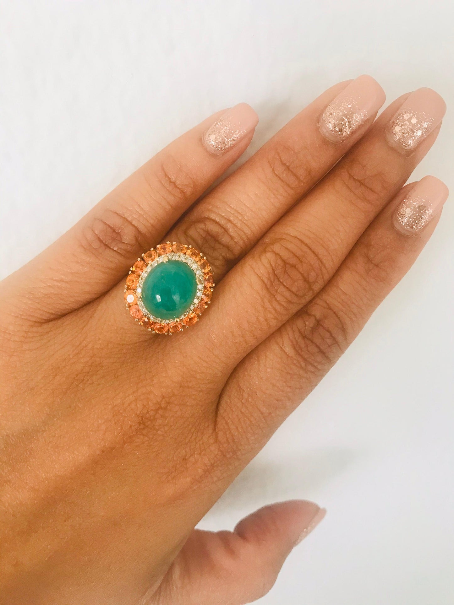 Emerald Sapphire Diamond Yellow Gold Cocktail Ring