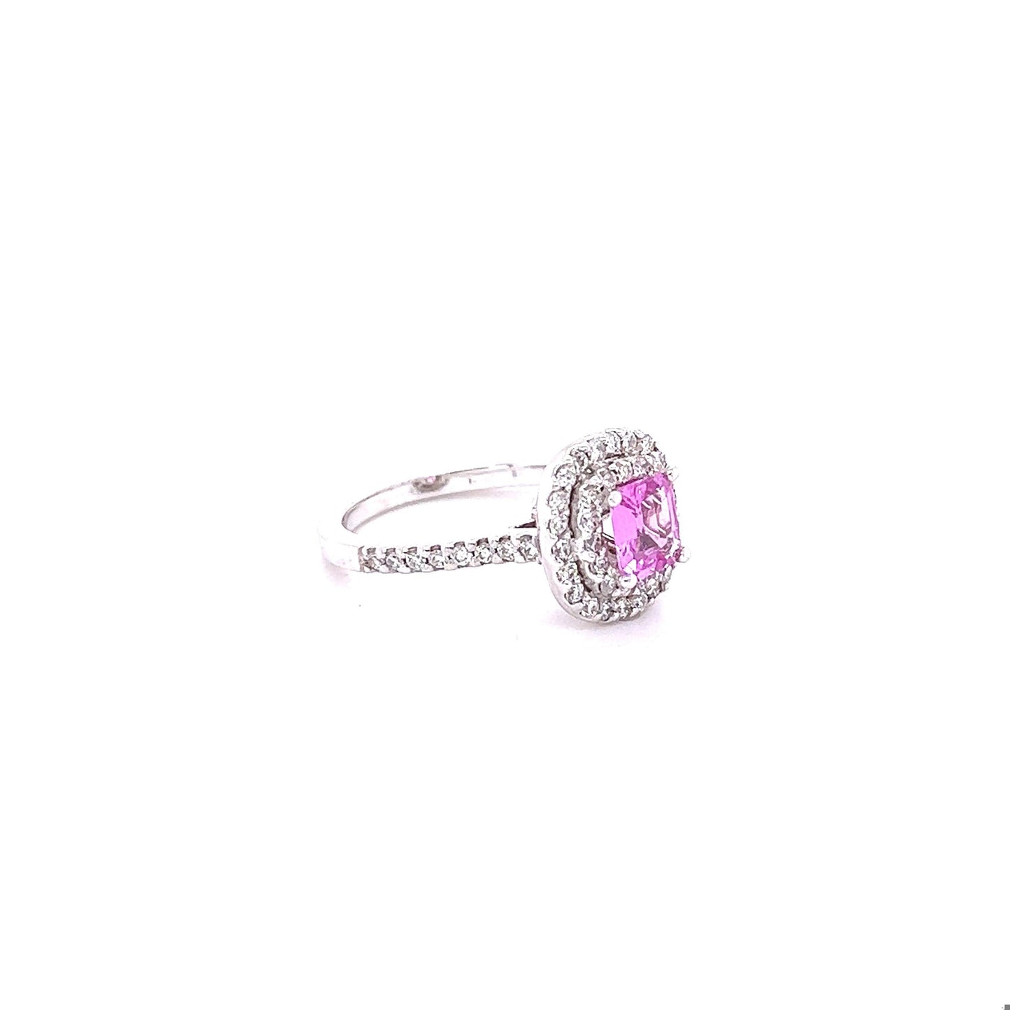 GIA Certified 1.28 Pink Sapphire Diamond White Gold Engagement Ring