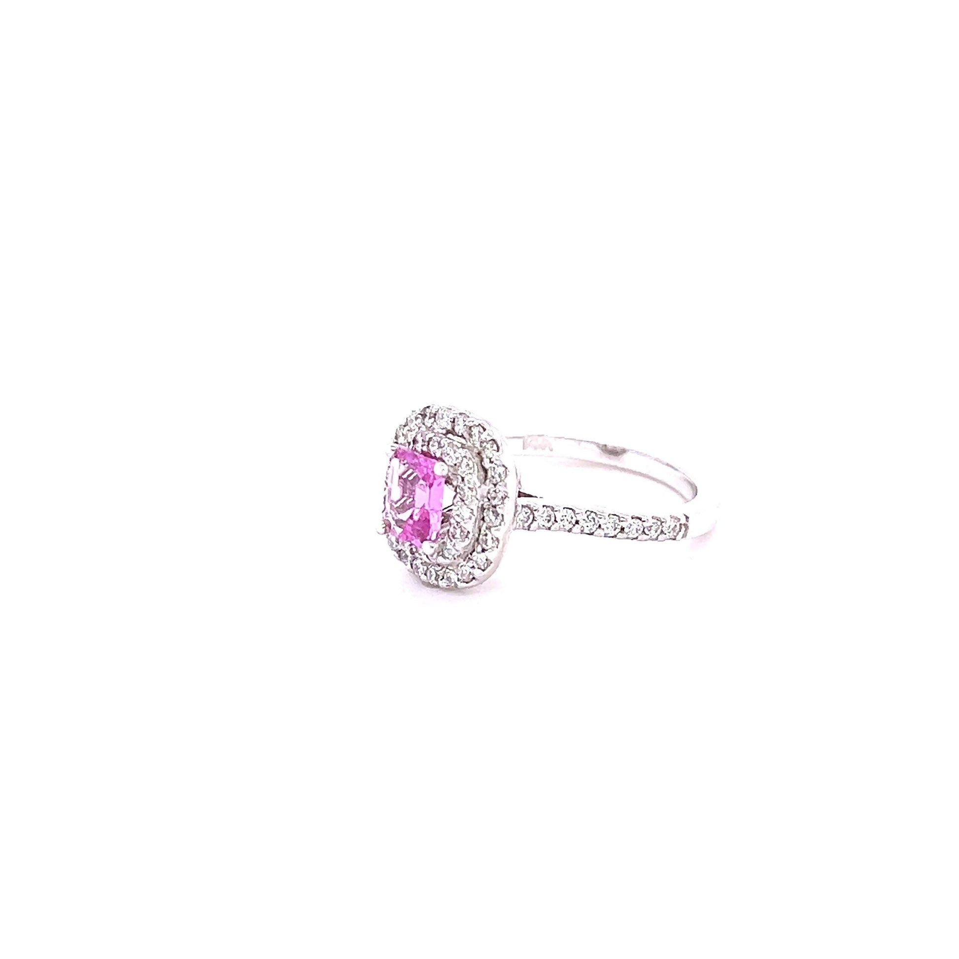GIA Certified 1.28 Pink Sapphire Diamond White Gold Engagement Ring