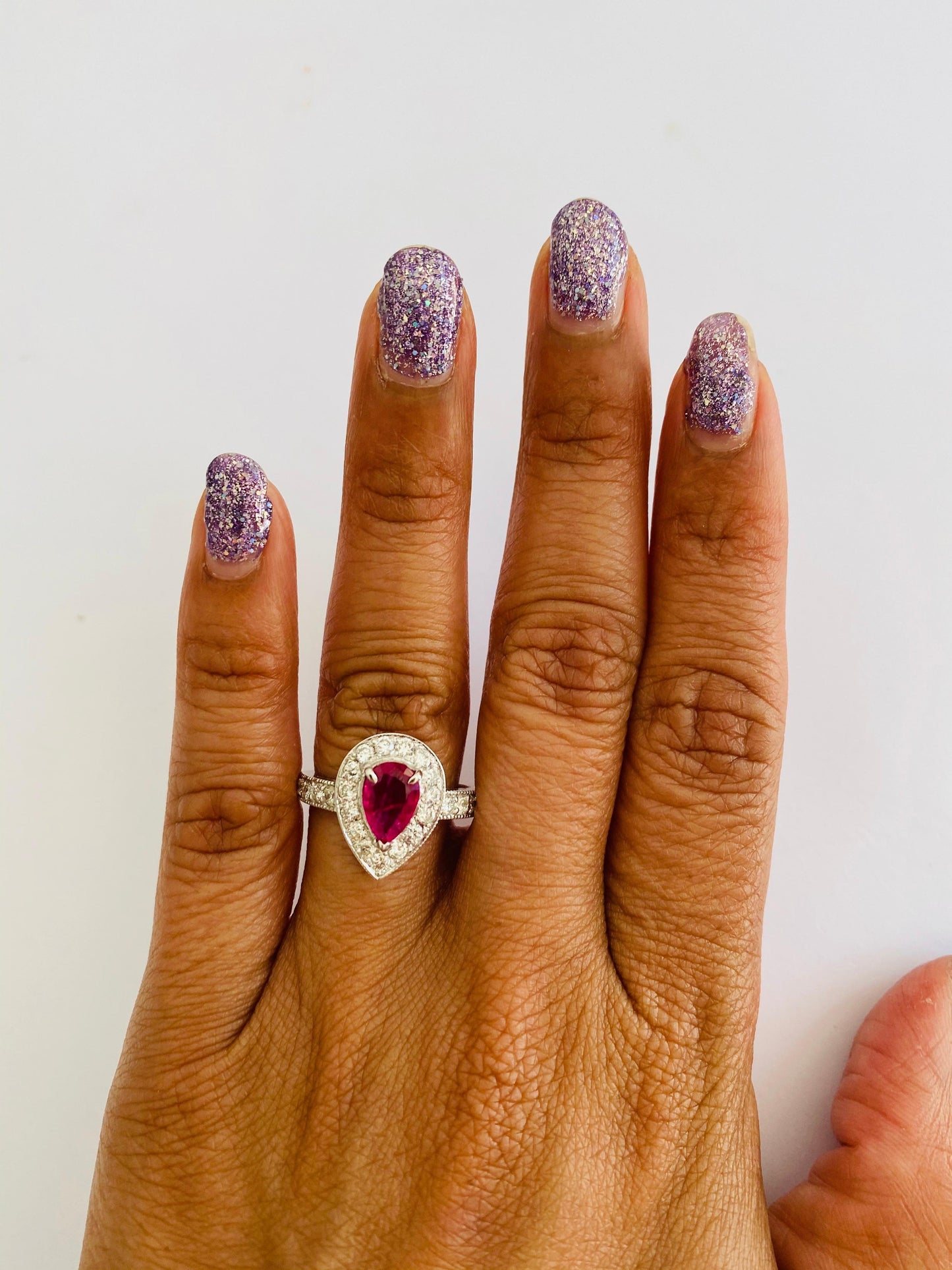 Roshe Jewels Ruby Ring with Diamonds in 18 Karat White Gold GIA Certified