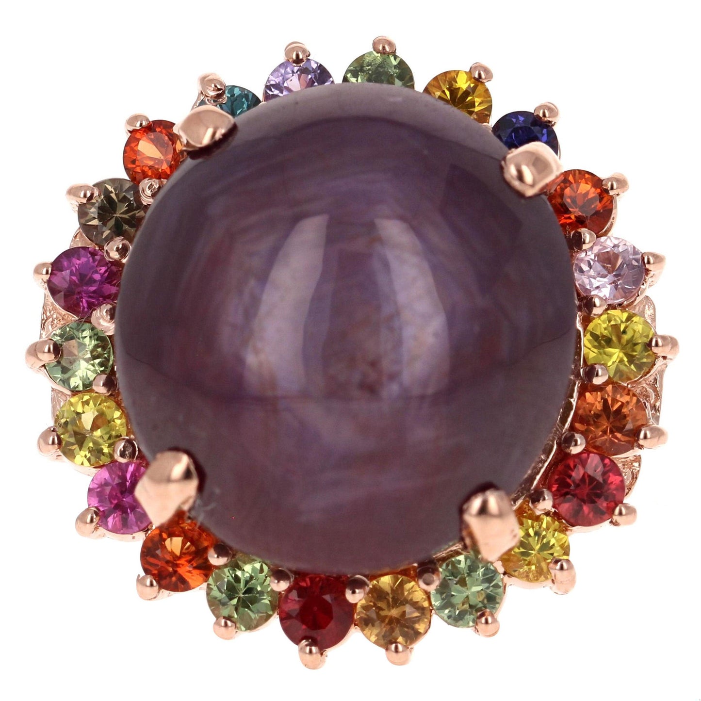 GIA Certified Star Ruby Sapphire Gold Cocktail Ring, Roshe Jewels, 37.55 carats