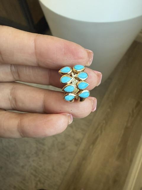 Sleeping Beauty Turquoise Yellow Gold Bezel Hoop Earrings