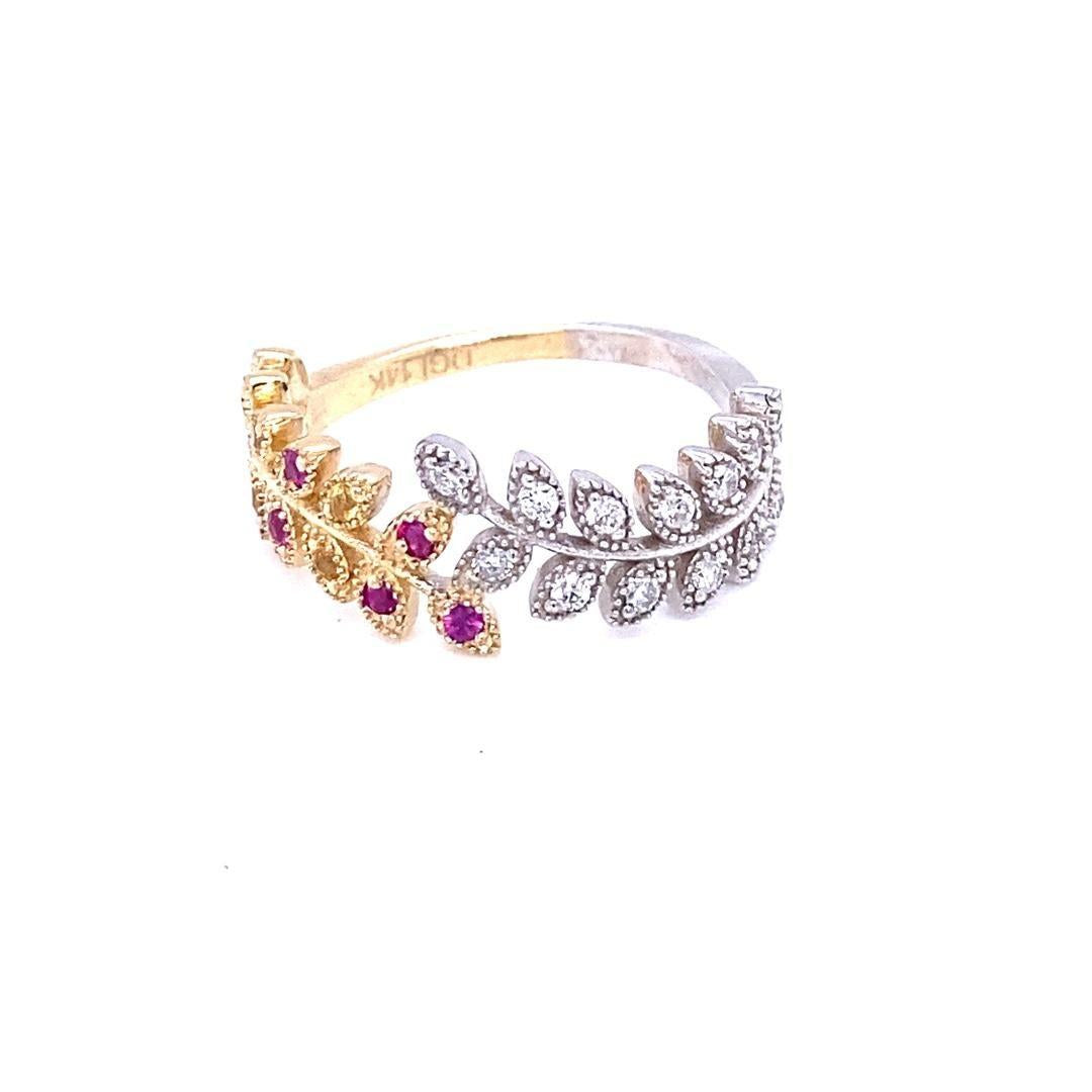 Multi Color Sapphire and Diamond Gold Band