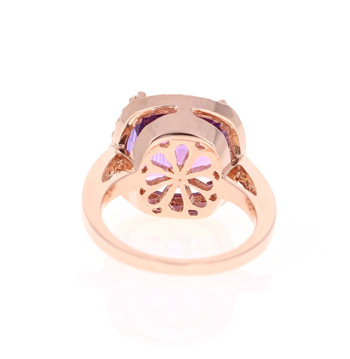 6.63 Ct Amethyst, Pink Sapphire, Diamond 14K Rose Gold Cocktail Ring