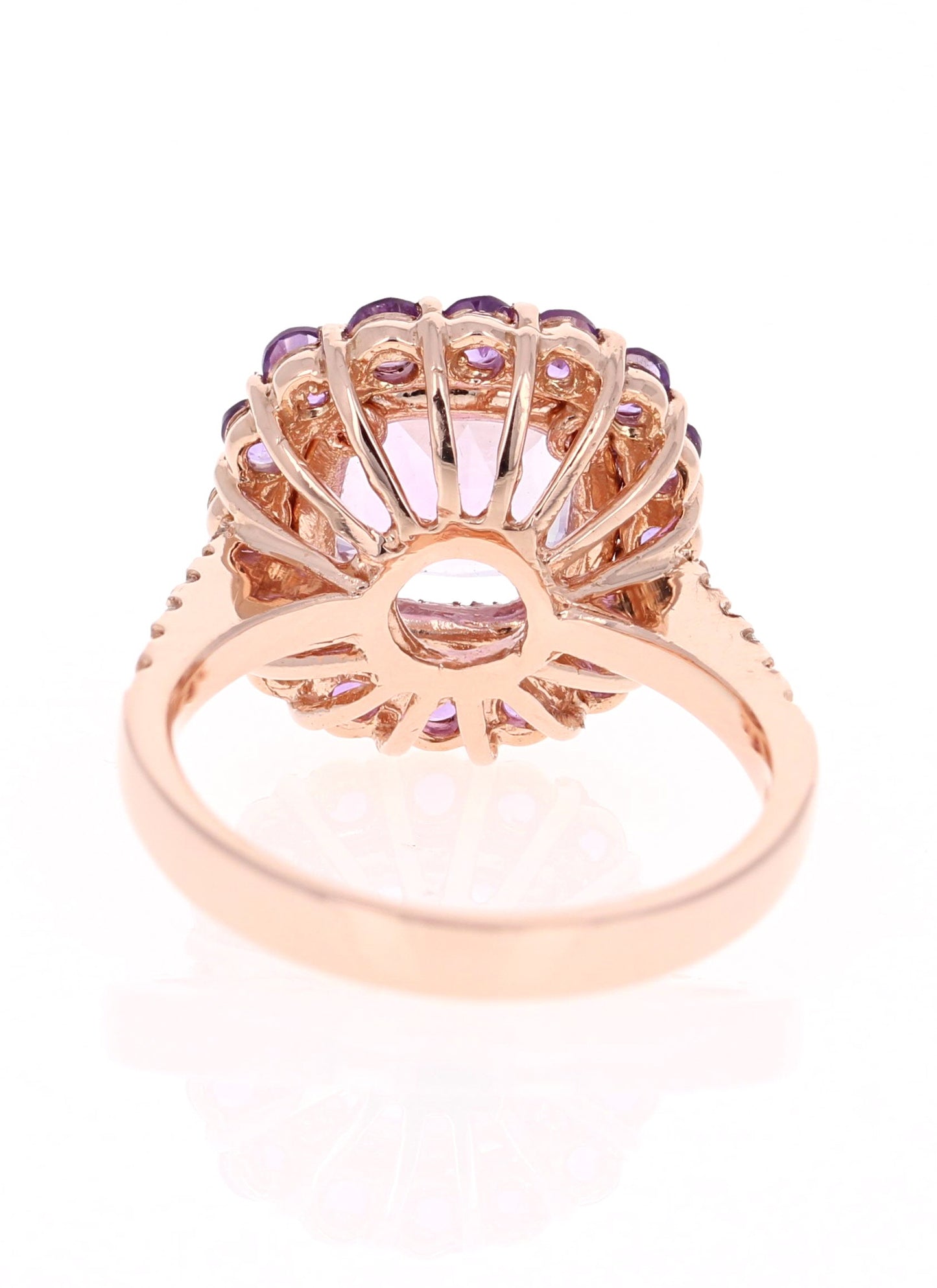 3.56 Ct Amethyst Diamond 14K Rose Gold Cocktail Ring