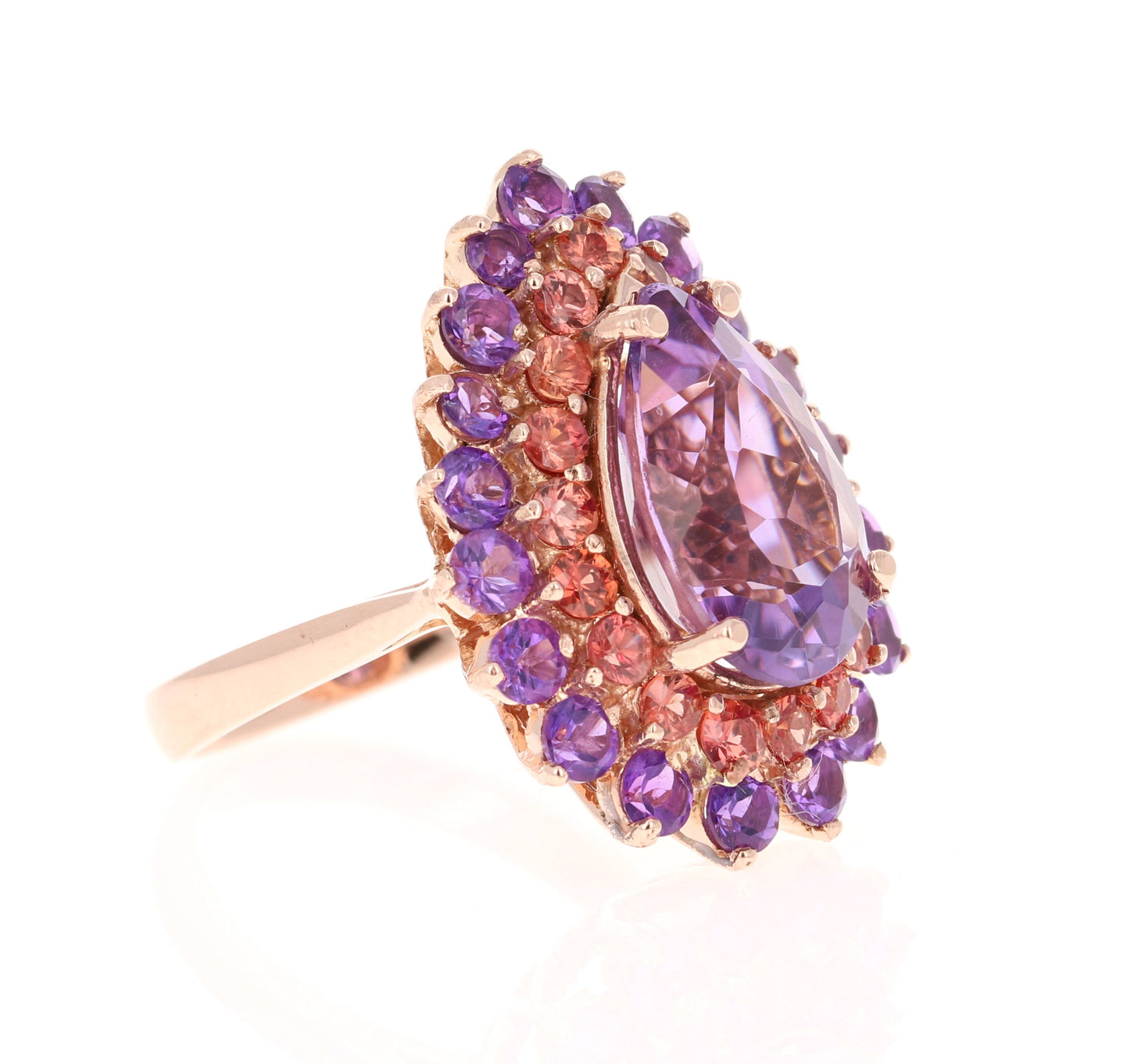 8.90 Ct Amethyst, Red Sapphire 14K Rose Gold Cocktail Ring