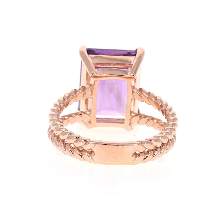 5.51 Ct Amethyst 14K Rose Gold Solitaire Ring