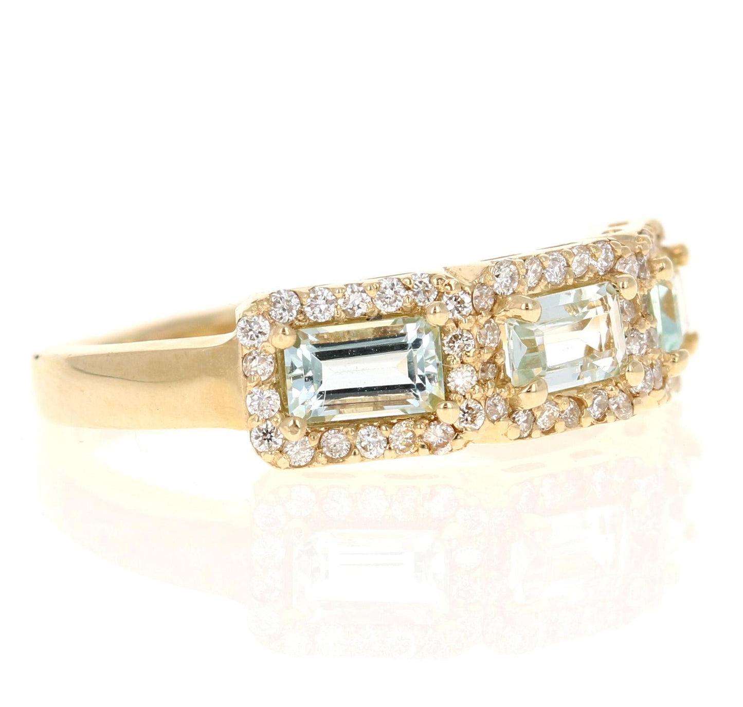 1.09 Carat Aquamarine Diamond Yellow Gold Cocktail Band