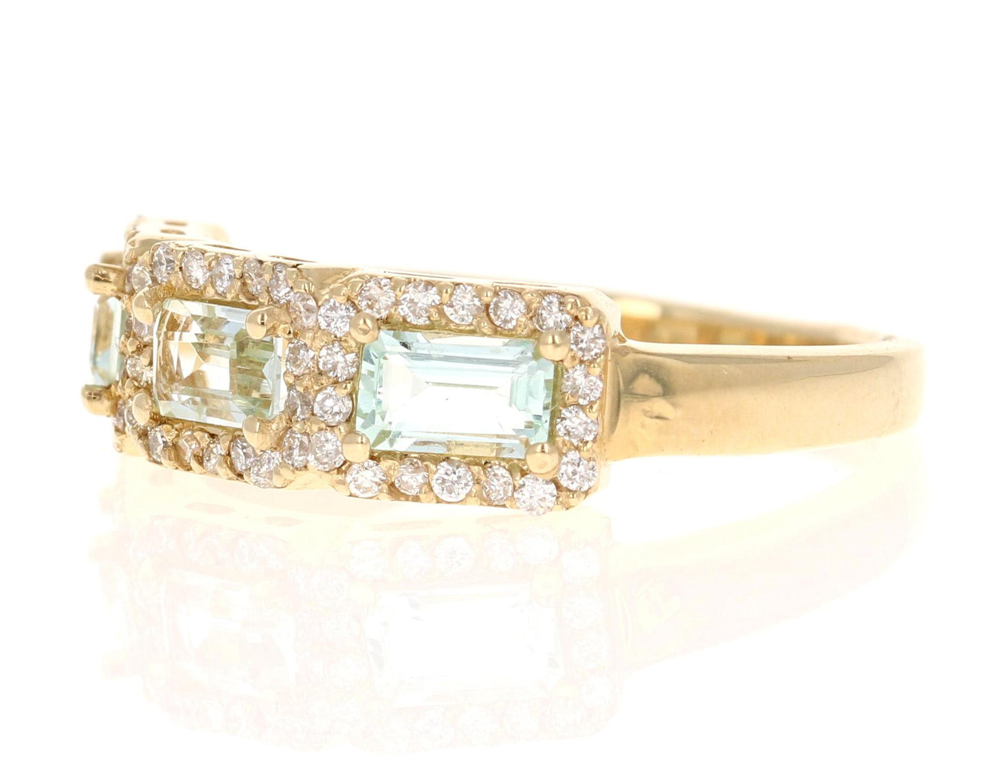 1.09 Carat Aquamarine Diamond Yellow Gold Cocktail Band