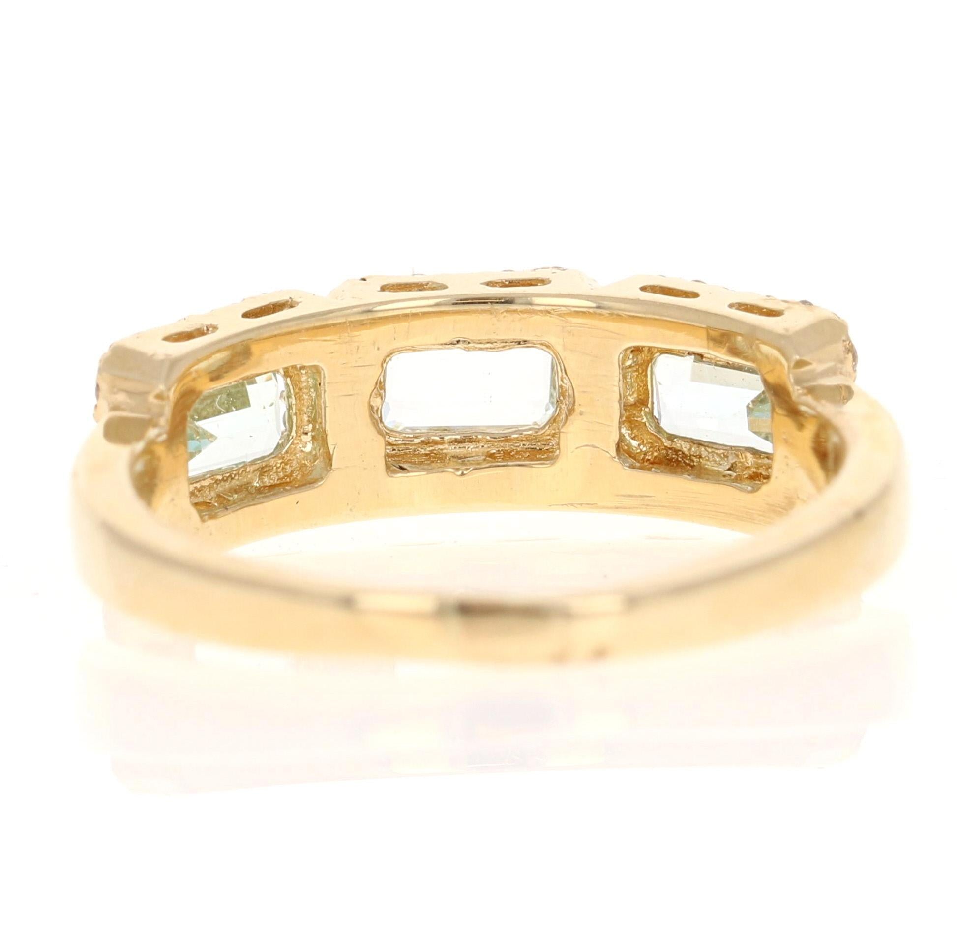 1.09 Carat Aquamarine Diamond Yellow Gold Cocktail Band