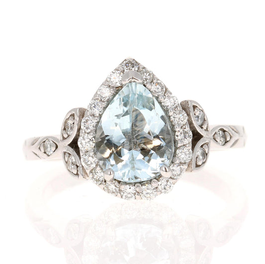 1.92 Carat Aquamarine Diamond White Gold Engagement Ring