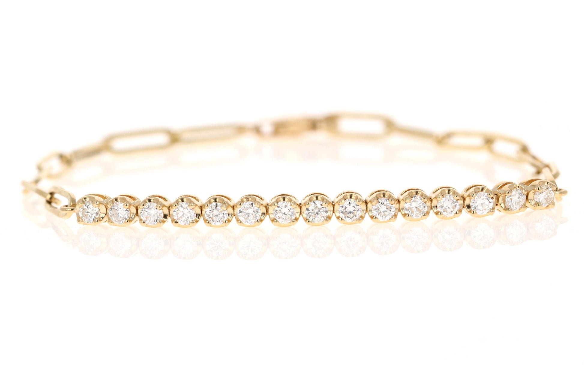 0.77 Carat Link Diamond Bracelet 14 Karat Yellow Gold