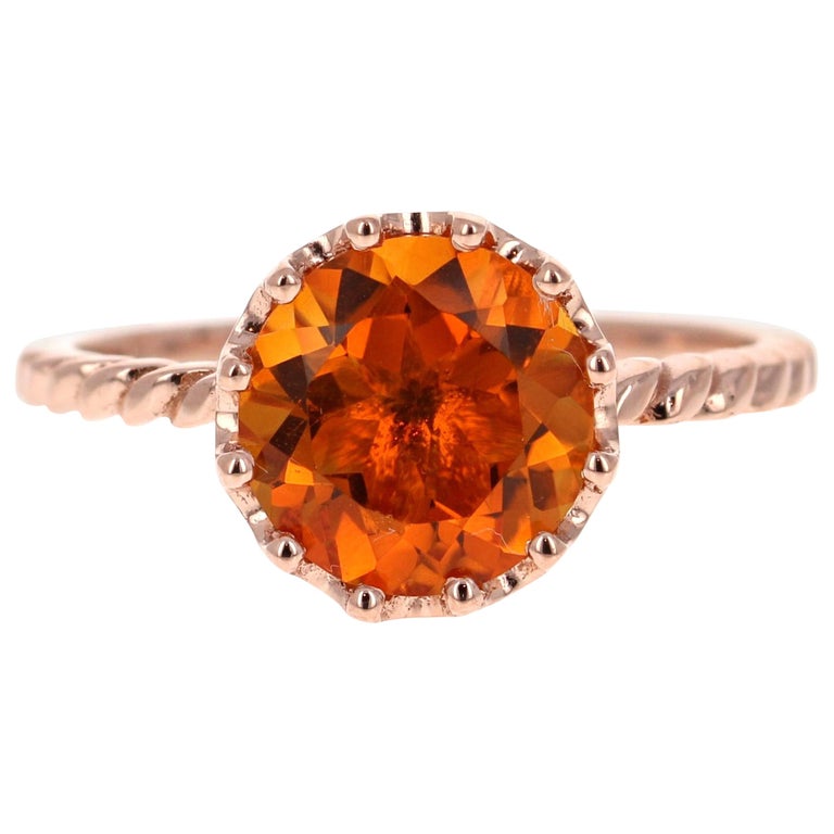 2.15 Ct Citrine Quartz 14 Karat Rose Gold Ring