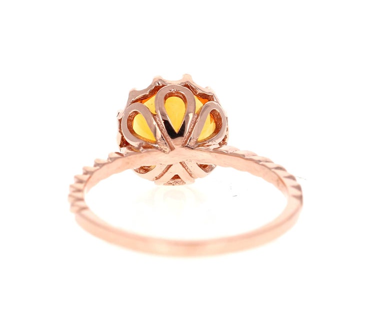 2.15 Ct Citrine Quartz 14 Karat Rose Gold Ring