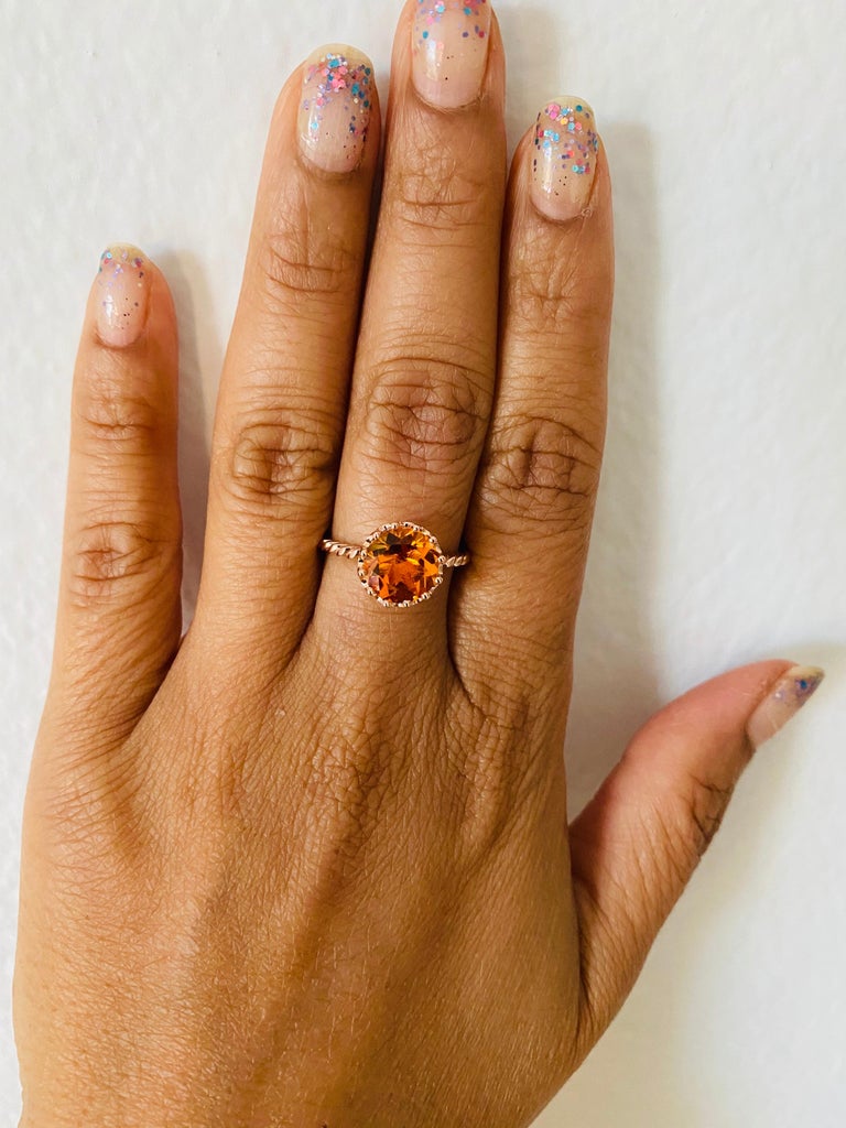 2.15 Ct Citrine Quartz 14 Karat Rose Gold Ring