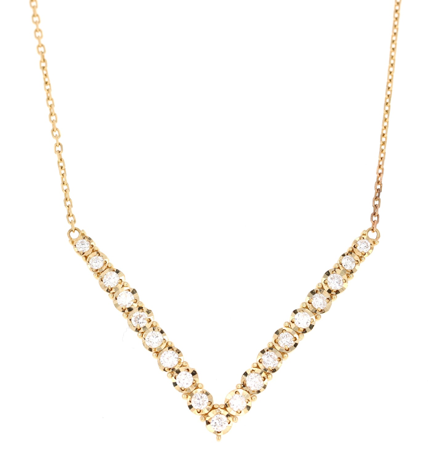 Natural Round Cut Diamond Chain Pendant in 14K Yellow Gold